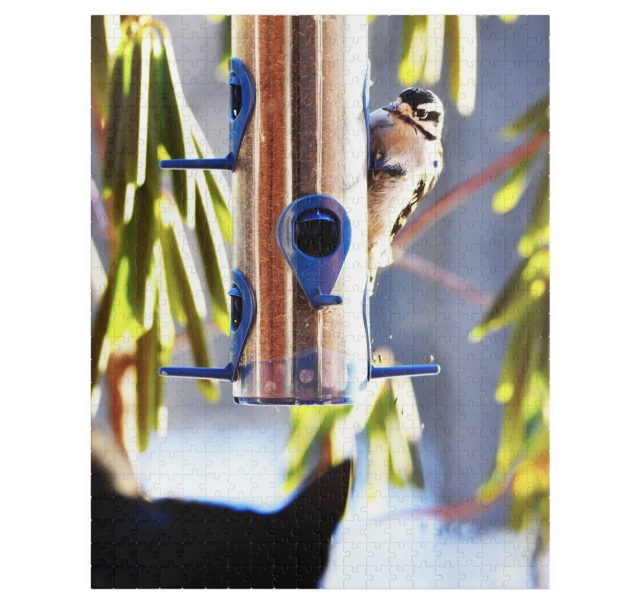 Cat and Bird Jigsaw Puzzle – Enchanting Bird Feeder Illustration